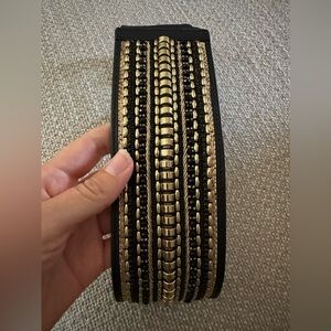 BCBGMaxazria Elastic Belt Women’s Size XS Small Stretchy Gold Black Embellished